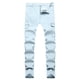 thumbnail image 3 of Pantalones vaqueros largos para hombre, bolsillos laterales, pies pequeños, ajustados, de mezclilla, pantalones vaqueros largos para hombre, 3 of 6