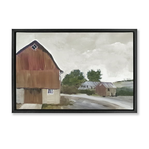 Stupell Industries Grace Farm Barn View Black Framed Floater Canvas Wall Art design by Errico & Slyp, 17 x 25
