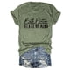 thumbnail image 2 of Camiseta informal holgada de manga corta para mujer, estampado de letras moderno, camiseta XXL verde oliva con fuente negra, 2 of 4