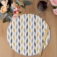 thumbnail image 3 of Yellow Grey Striped Round 13 Inch Placemats Set of 2, Modern Abstract Geometric Stripes HeatResistant Non Slip Place Mats for Dining Table, Wipeable Braided Kitchen Table Mats for Housewarming, 3 of 9