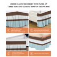thumbnail image 6 of Blue Brown Morocco Wrap Around Bed Skirts for Queen Bed 18" Drop,Bed Skirt with Adjustable Elastic Belt Dust Ruffle Bed Valance for Bedroom Hotel Geometric Stripes Aqua Stitching Bed Frame Cover, 6 of 7