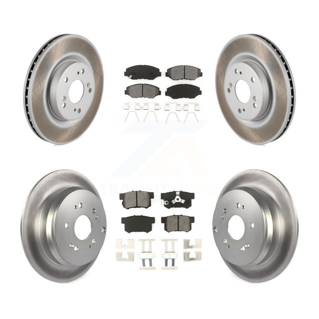 Transit Auto Front Rear Coated Disc Brake Rotors and Semi-Metallic Pads Kit for Car 2012-2016 Honda CR-V FWD KGS-101098
