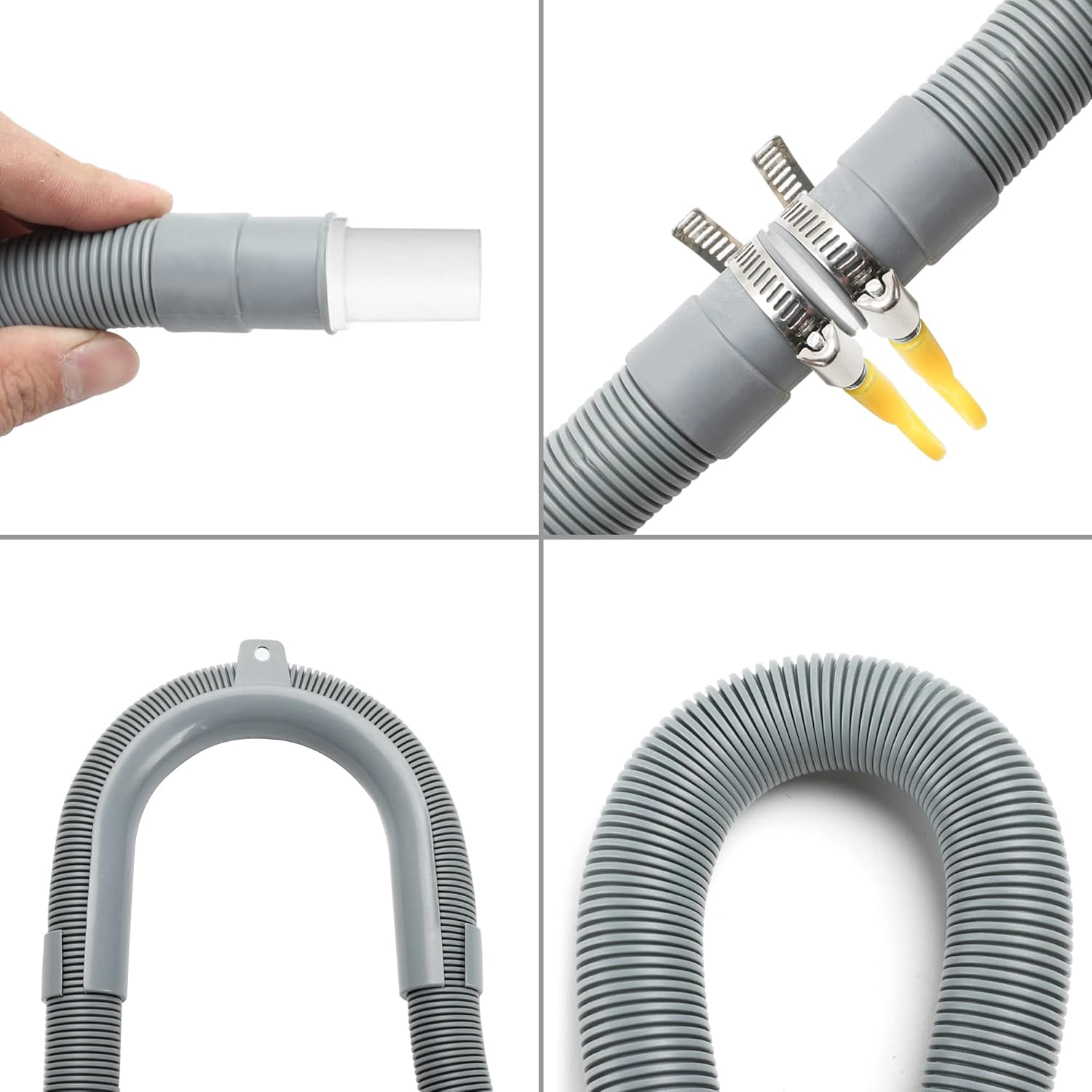 AGOOBO Washing Machine Drain Hose,10 FT Universal Washer Drain Hose Extension Kit with U-Bend Hose Holder and 2 Hose Clamps, Fits for 3/4 to 1-1/2 inch Drain Outlets