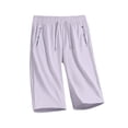 thumbnail image 5 of Athletic Bermuda Shorts for Women Knee Length Elastic Waisted Summer Casual Drawstring Workout Shorts with Pockets Light pink L, 5 of 6