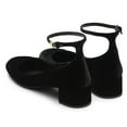 thumbnail image 3 of FSJ Women Comfortable Chunky Block Low Heel Pumps Round Closed Toe Ankle Strap Adjustable Buckle Office Work Church Dressy Shoes Size 7.5 Black Velvet, 3 of 5