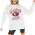 thumbnail image 3 of Women's Gameday Couture White San Francisco 49ers Mind Games Oversized Long Sleeve T-Shirt, 3 of 5
