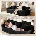 thumbnail image 3 of 71" Corduroy Boneless Loveseat Sofa, Modern 3-Seater Cloud Couch with Memory Foam & 3 Pillows, No Assembly Required, 3 of 9