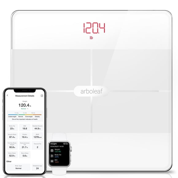 Arboleaf Báscula inteligente para peso corporal, báscula digital de alta precisión para grasa corpor