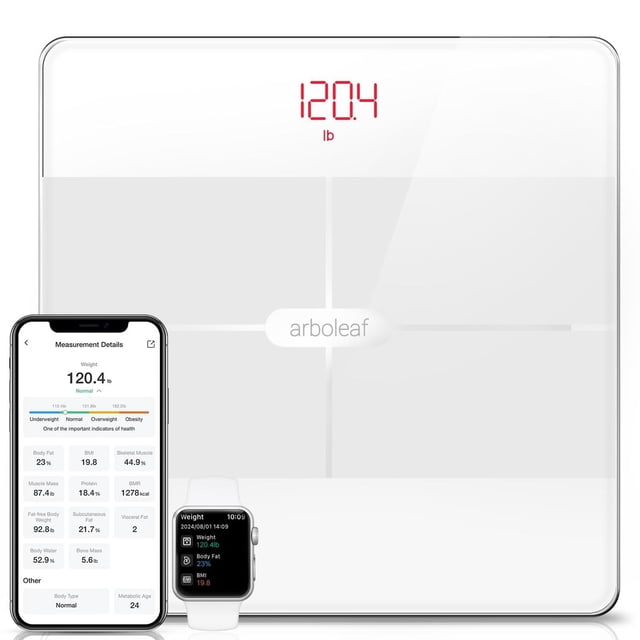 Arboleaf Báscula inteligente para peso corporal, báscula digital de alta precisión para grasa corpor