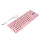 thumbnail image 3 of Teclado para juegos USB redondo 87 teclas colorido retroiluminado ergonómico mecánico táctil teclado con cable para escritorio portátil PC rosa, 3 of 5