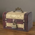 thumbnail image 3 of Wooden Jewelry Keepsake Storage Box, Sturdy Convenient Handle Durable Secure Storage Retro Keepsake Trinket Organizer Decorative with Lock for Wedding, 3 of 7