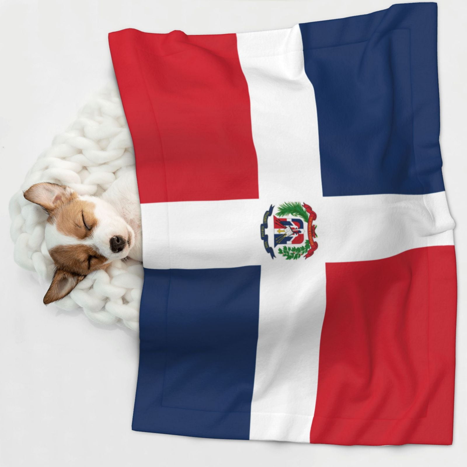 Flannel Throw Dog Blanket Dominican Republic Flag Soft Warm Print Pet Blankets for Small Dog Cat Puppy