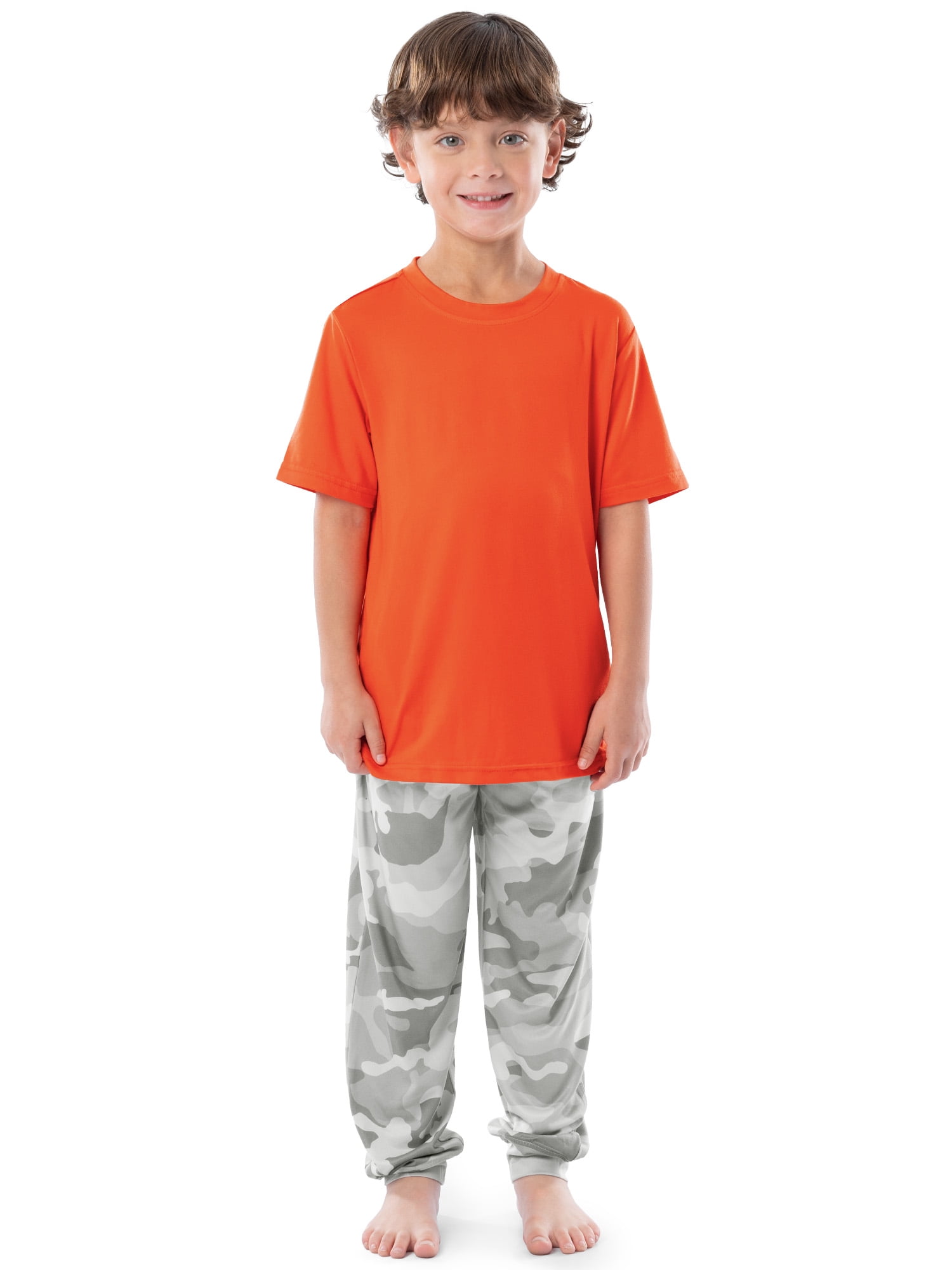 Fruit of the Loom Boy's Getaway Loose Fit Short Sleeve Top, Pajama Sleep pant & Short Set, 3-Piece, Sizes 4/5-14/16