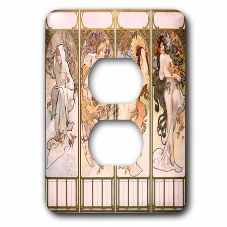 Four Seasons Furniture Outlet 3dRose Image of Famous French Four Seasons Mucha Collage - 2 Plug Outlet Cover (lsp_240739_6) ()