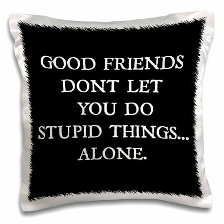 - 3dRose Good Friends Dont Let You Do Stupid Things Alone - Pillow Case, 16 by 16-inch