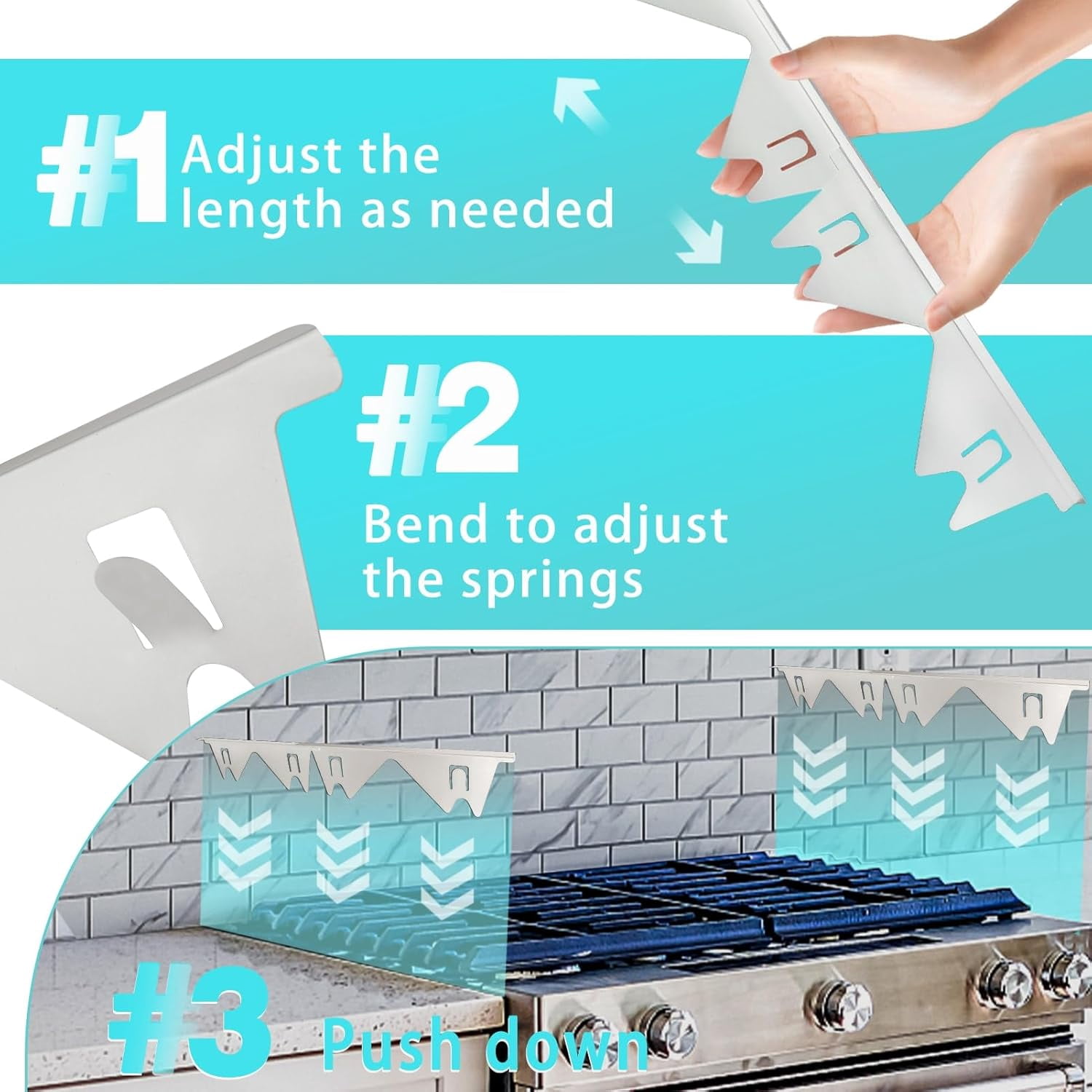 2Pcs Stainless Steel Stove Gap Covers, Stove Gap Filler for Kitchen, Adjustable Length 13.8" to 27.5" - Sliver