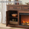 thumbnail image 4 of T4TREAM 70" Fireplace TV Stand for up to 80 inch TV, Farmhouse Entertainment Center with 30" Electric Fireplace for Living Room, Brown, 4 of 8