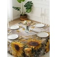 thumbnail image 3 of Farmhouse Sunflower Suqare Tablecloth - 54 x 54 Inch, Vintage Daisy Butterflies Rustic Wood Waterproof & StainResistant Tablecloth, Washable Oil-proof Table Cover for Dining/Party/Wedding/Buffet, 3 of 9