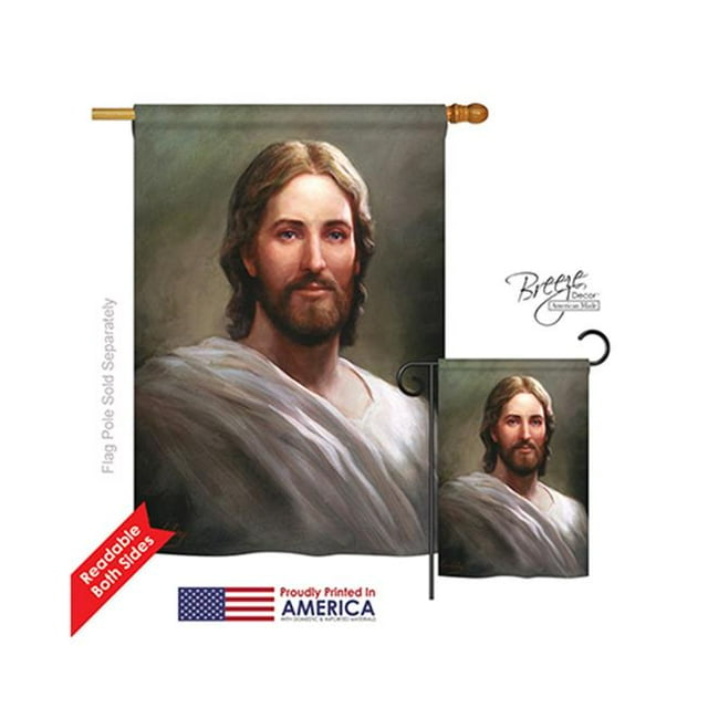 Breeze Decor 03047 Notre Sauveur Drapeau de Maison Impression Verticale Double Face - 28 x 40 Po.