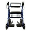Karman Healthcare R-4602-T-BL Aluminum 2-in-1 Rollator/Transport, Blue, 8 Inches Casters
