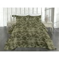 thumbnail image 2 of Ambesonne Jungle Boho Quilted Coverlet 2 Pcs, Garden Scene Flowers, Twin Size, Olive Green and Reseda Green, 2 of 4