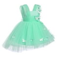 thumbnail image 2 of IBTOM CASTLE Toddler Baby Girls Birthday Party Dress Butterfly Embroidery Princess Tulle Tutu Wedding Pageant Evening Prom Ball Gown 3-4 Years Green Butterfly, 2 of 8