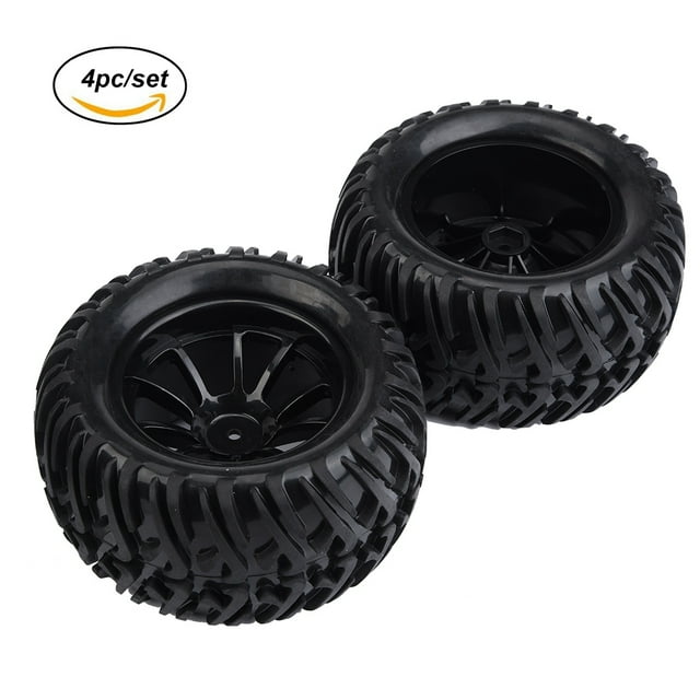 Rdeghly 4Pcs Y-shaped Tyre Pattern Rubber Tires With Hubs for 1/10 Scale RC Truck Car, RC Accessory, RC Car Tire