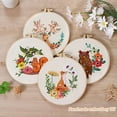 FCEmbroidery Kits with Squirrel Owl Fox Cat Elk Pattern, Embroidery