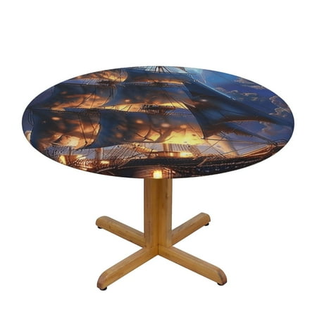 

Night close-up Round Picnic Table Cloth Elastic Waterproof Fitted Vinyl Tablecloth Table Covers for Dining Camping Outdoor