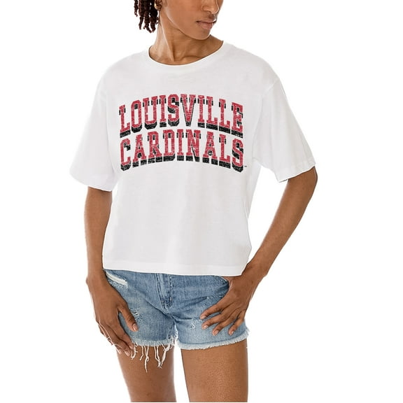Women's Gameday Couture White Louisville Cardinals Claim To Fame Boxy Cropped T-Shirt