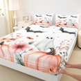 thumbnail image 3 of jejeloiu Lovely Halloween Ghost Full Size Sheets,Black Spooky Bats Bed Sheets,Wutumn Harvest Pumpkin Sheet Sets For Girls,Ultra Soft Home Decor,4-Piece, 3 of 7
