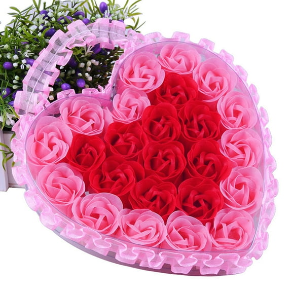 Gnmfd Rose Soap Party Favors 24 Pcs with Gift Box Ribbon, Blush Rose Scented Decorative Soap for Weddings, Anniversaries, Birthdays, Holiday Party Decorations and Gifts