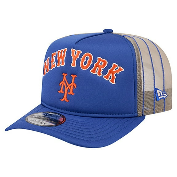 Men's New Era Royal New York Mets Vintage Arched Foam Front 9FIFTY A-Frame Adjustable Trucker Hat