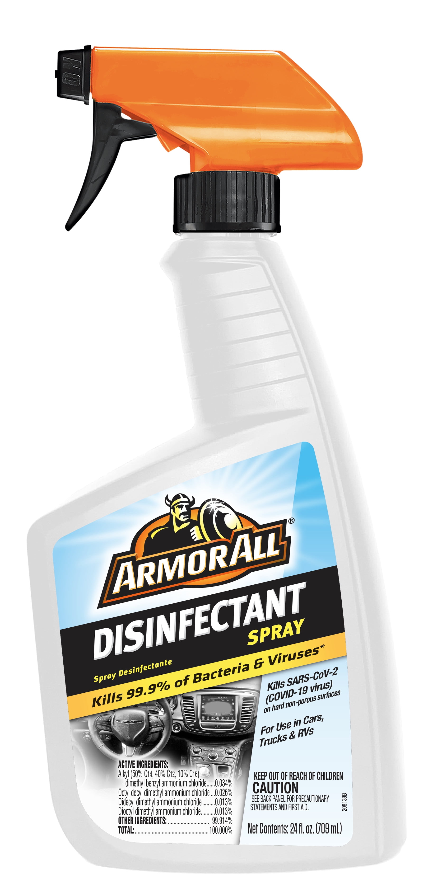 Armor All Disinfectant Cleaner 19 Oz Aerosol Disinfectant For Interior Automotive Surfaces Kills 99 9 Of Bacteria And Viruses Walmart Com