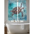 thumbnail image 6 of Coastal Sea Turtle Semi Sheer Window Curtains 72 Inches Long, Blue Nautical Summer Beach Vintage Rod Pocket Voile Silky Chiffon Curtain Light Filtering Drapes for Living Room, 52"x72", 2 Panels, 6 of 9