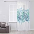 thumbnail image 3 of Teal Blue Eucalyptus Leaves Semi Sheer Curtains Drapes for Living Room,Bedroom,French Doors Window 45 Inches Long,Spring Summer Botanical Floral Rod Pocket Chiffon Curtain Drapery Voile Drape Panel, 3 of 6