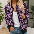 thumbnail image 2 of Leopard Jacket Womens Leopard Hoodies Plus Size Coat Animal Jacket Stand Collar Full Zip Front Cheetah Print Jacket Purple S, 2 of 4
