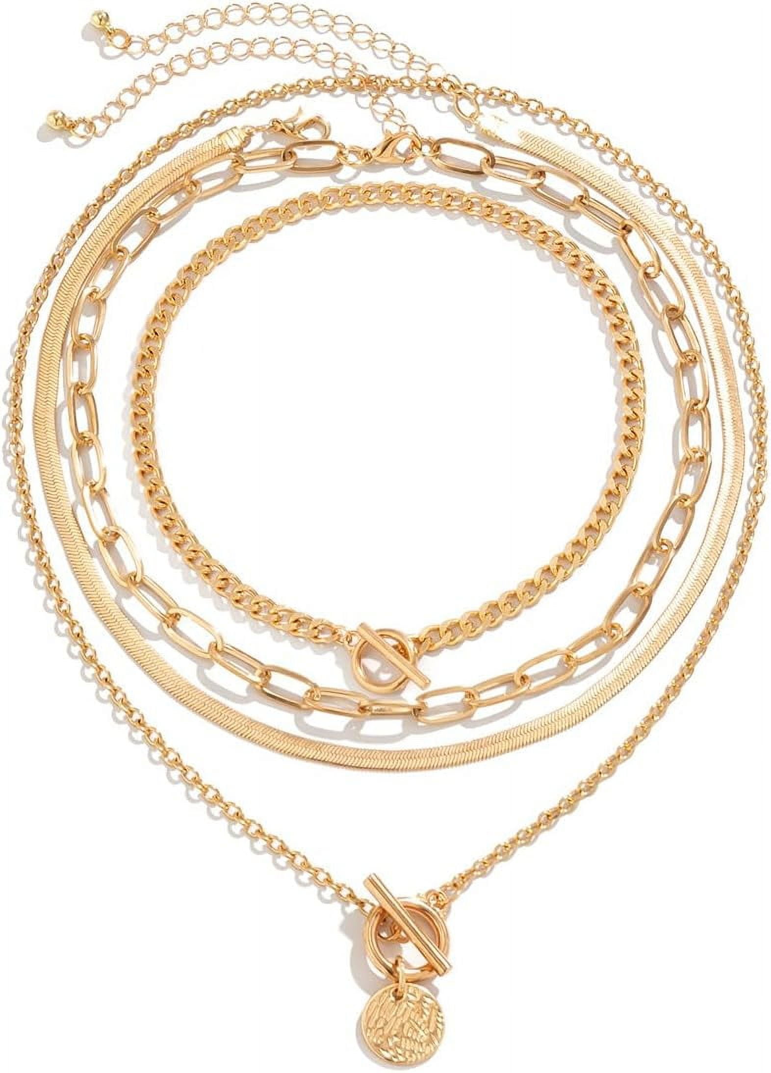 SUFOPE Layered Necklace Set For Women - 4 Piece Gold/Silver Dainty Chains With Pendants, Adjustable Lengths - View #4