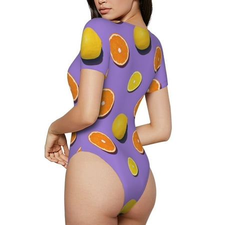 Picia Yellow Lemon And Orange Womens One Piece Swimsuits Modest Tummy Control Bathing Suits Lace Up Slimming Swim Suit-XX-Large