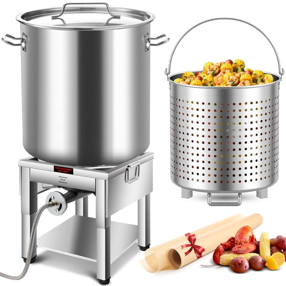 ARC 84QT Stainless Steel Seafood Boil Pot with 200,000BTU Propane Burner Foldable Legs for Outdoor Deep Fryer, Large Cooking Pot for Turkey Fryer, Crab, Crawfish, Shrimp, Lobster Boiling Stock Pot