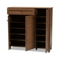 thumbnail image 3 of Baxton Studio Coolidge Modern and Contemporary Walnut Finished 11-Shelf Wood Shoe Storage Cabinet with Drawer, 3 of 7