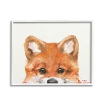 Stupell Industries Fox Cub Peeking Animals & Insects Painting White Framed Art Print Wall Art, 20 x 16
