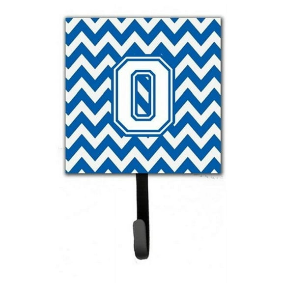 Letter O Chevron Blue & White Leash or Key Holder, 6 x 1.25 x 4.25 in.
