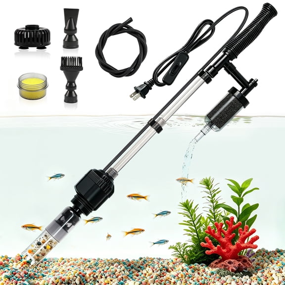 ZALALOVA Fish Tank Gravel Cleaner,7-in-1 Aquarium Vacuum Gravel Cleaner with Strong Suction for Automatic Change Water Wash Sand Water Filter and Water Circulation (45W,608GPH)