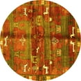 thumbnail image 1 of Ahgly Company Indoor Round Animal Yellow Traditional Area Rugs, 6' Round, 1 of 4