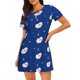 thumbnail image 1 of Fotbe Moon Lamb Bata de Dormir para Mujer con Estampado, Camisón de Algodón de Manga Corta, Ropa de Dormir Casual, 1 of 6