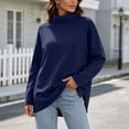 thumbnail image 7 of Tops for Women Long Sleeve Turtleneck Plus Size Solid Color Side Slit Top, 7 of 7