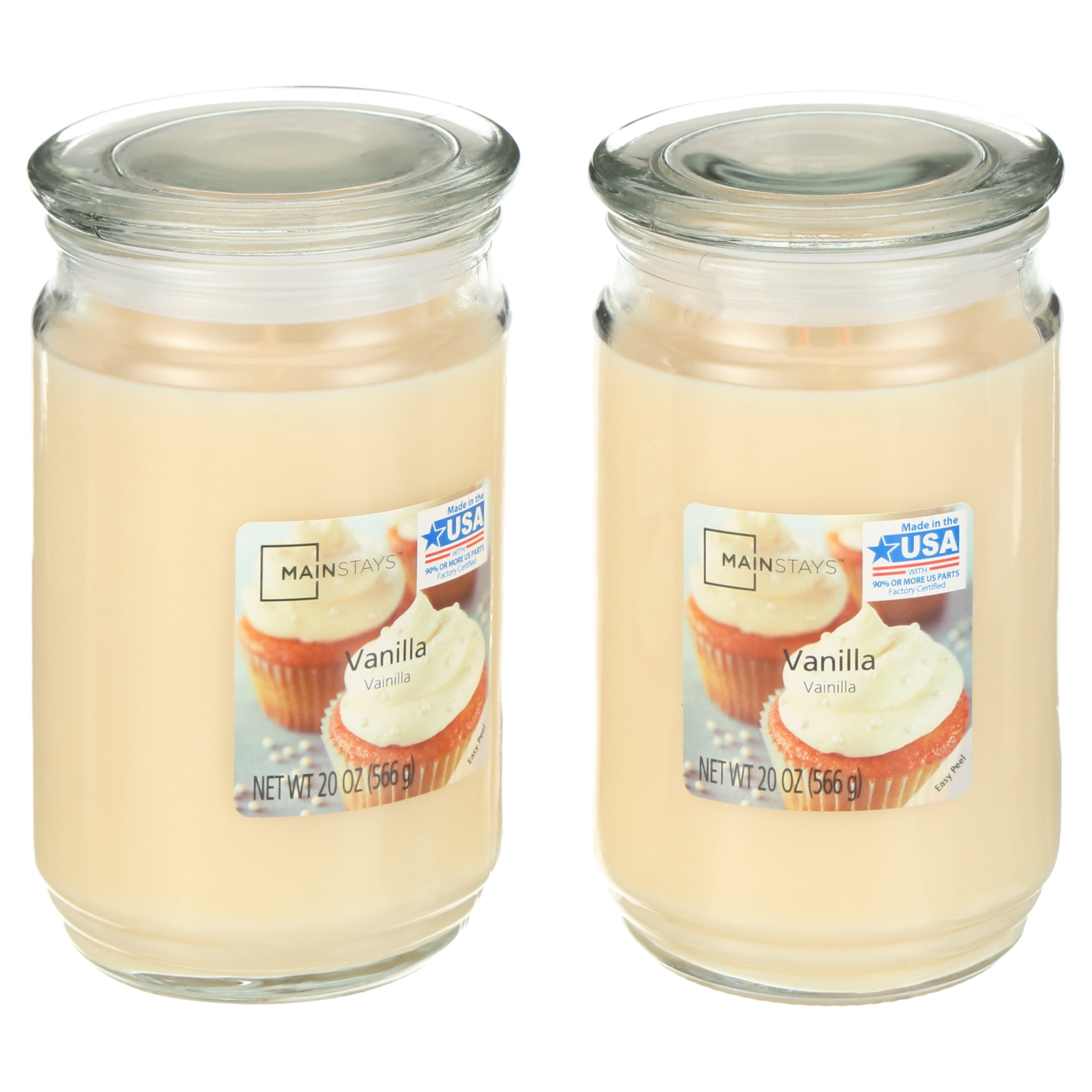 Mainstays Vanilla Scented Single-Wick Large Glass Jar Candle, 20 oz., 2-Pack