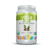 Vega Organic All-in-One Shake Plant Based Protein Powder, Chocolate Mint, 17 Servings (25.6oz)