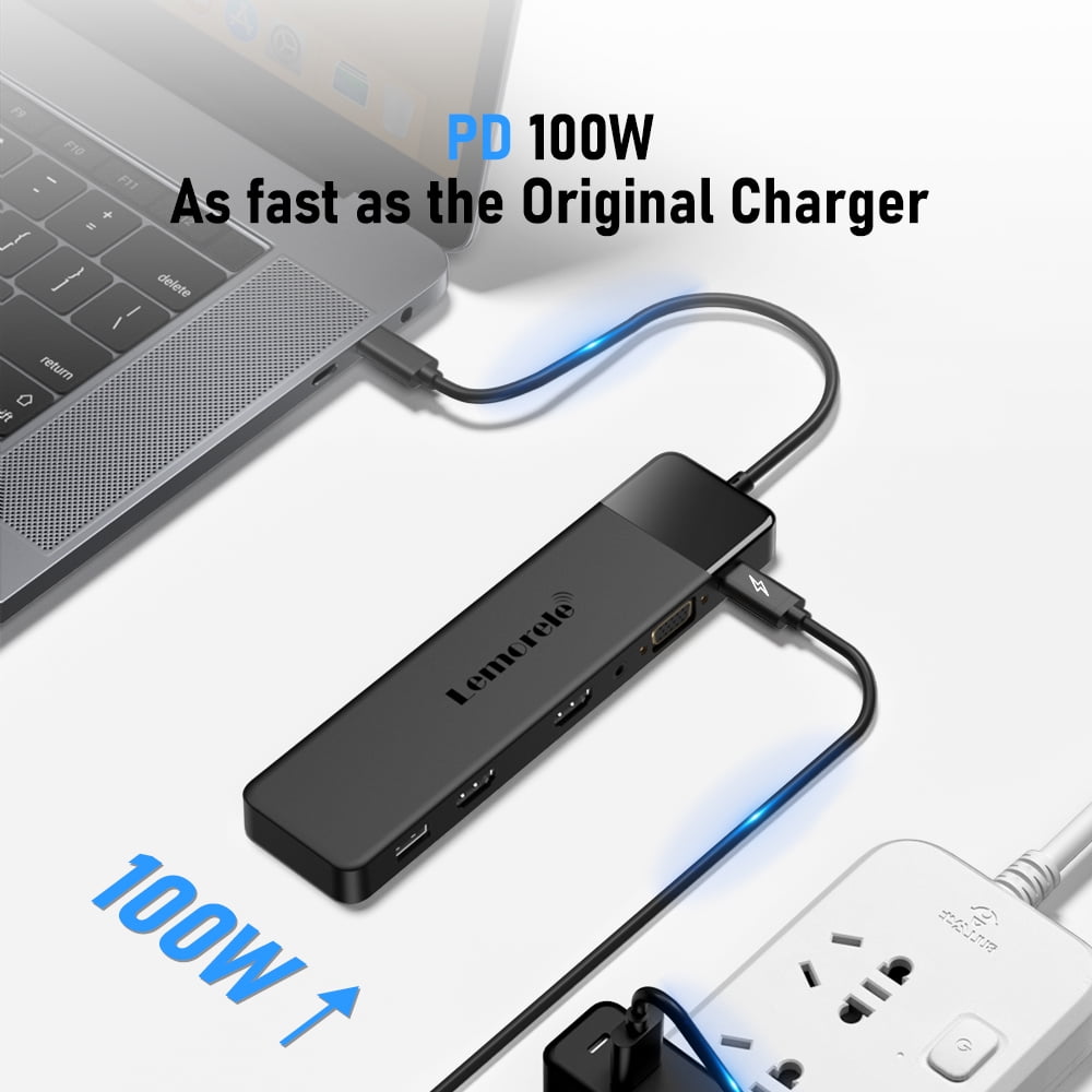 Lemorele 13 in 1 USB C Hub, USB C Docking Station 3 Monitors, Multi-Port Adapter 2 4K HDMI, USB 3.0 / 2.0, VGA/3.5MM Audio, Type C 3.0, PD 100W, SD/TF for Windows/MacOS